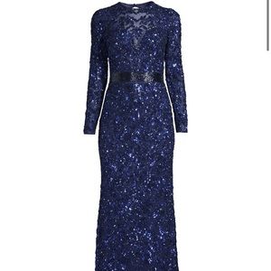 Mac Duggal Long Sleeve Illusion Gown with Embellishment